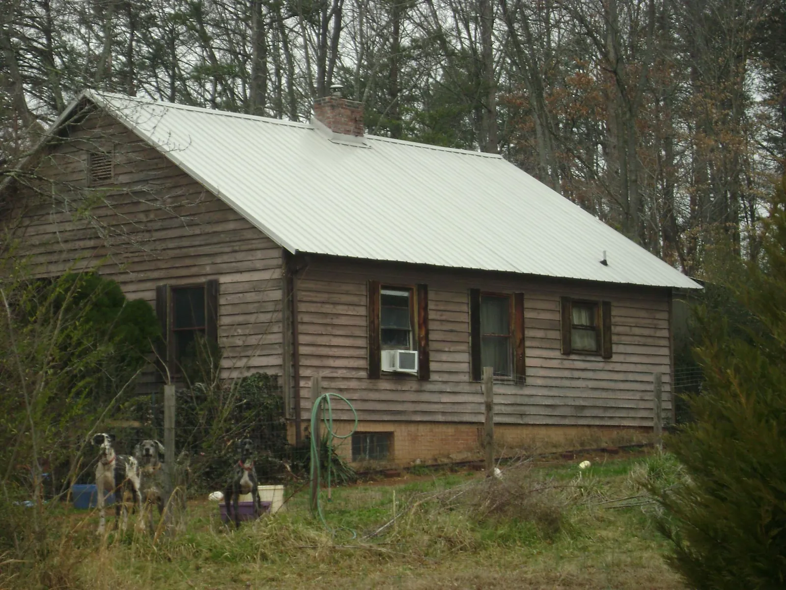 White metal roof on an old wood sided farmhouse, from a Metal Roof Installation job in Accident